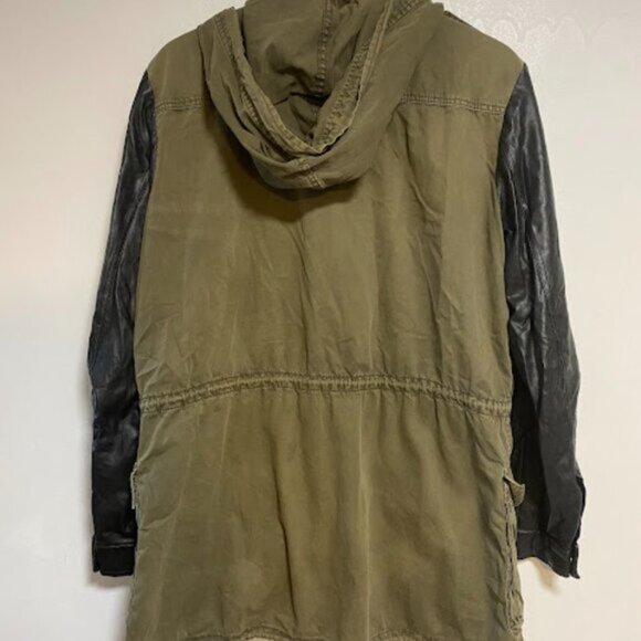 Talula Olive Green Faux Leather Sleeve Women's Utility Jacket Size M - Picture 10 of 11